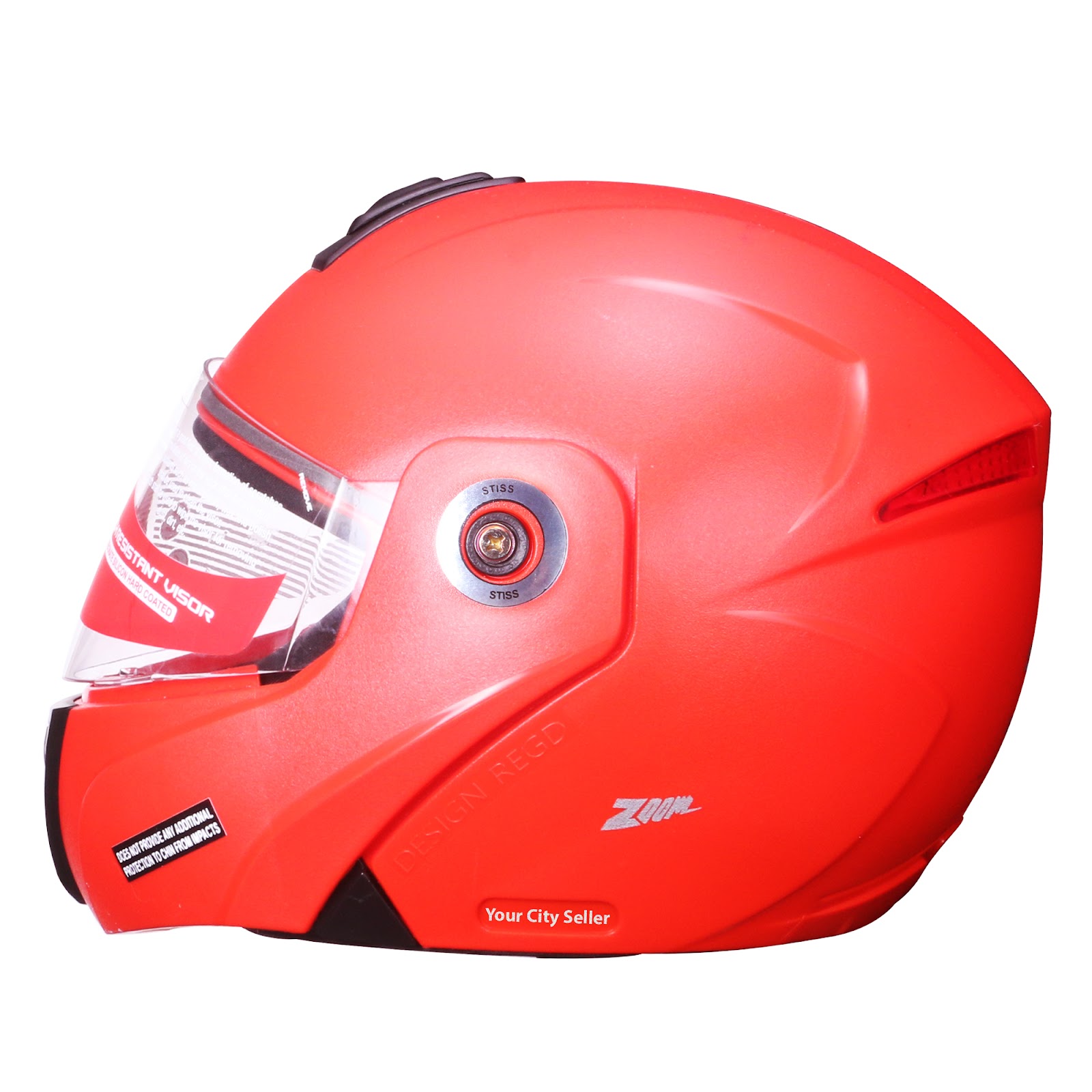 Side profile of the helmet showing aerodynamic shape