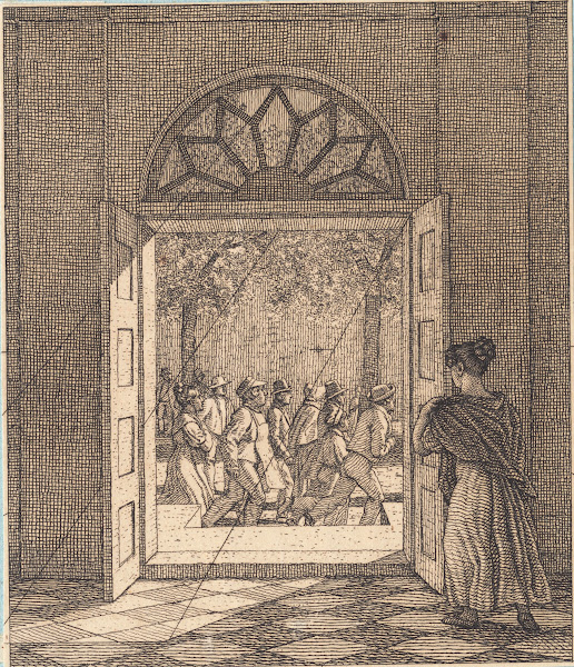 Fra en forstue Illustration til Linearperspectiven  Tavle VI