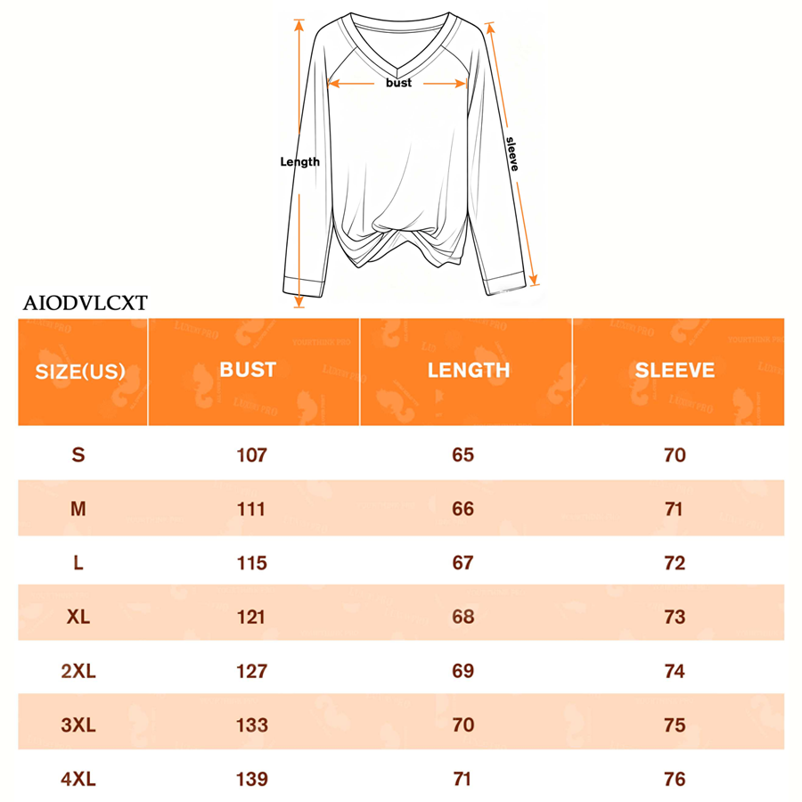 AOP V-neck Long-sleeved T-shirt