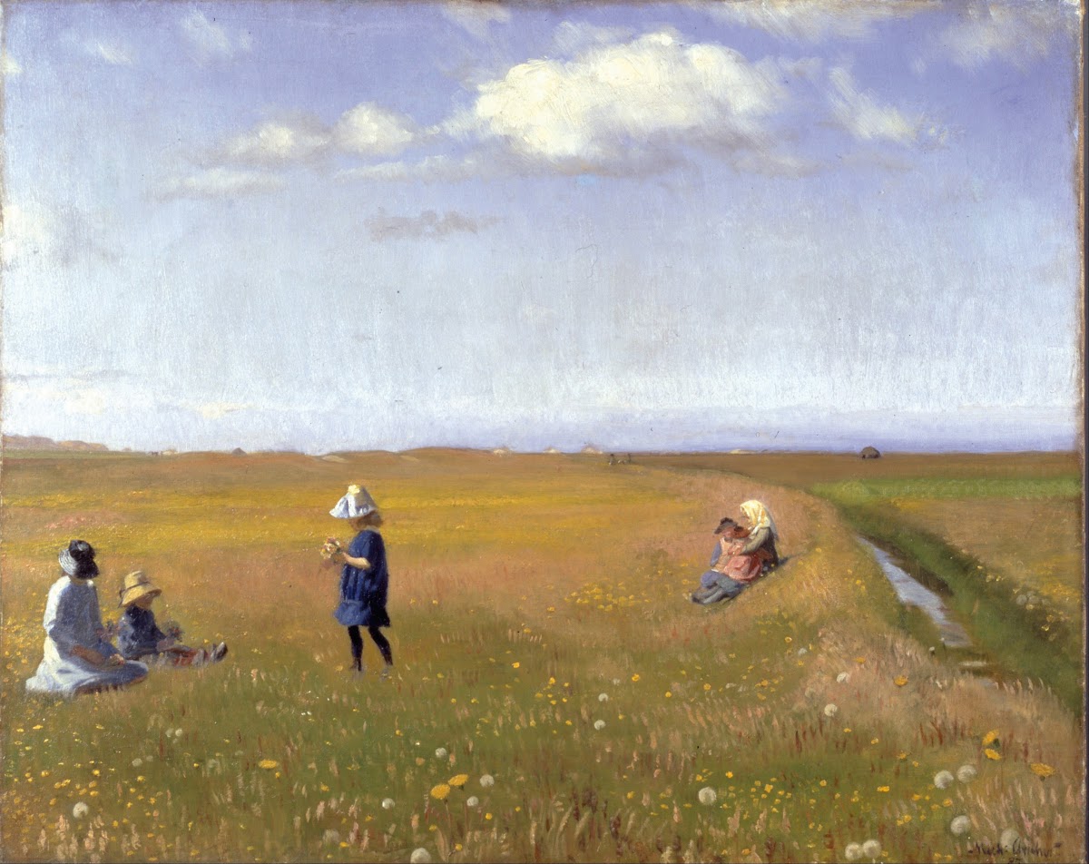Children and young girls picking flowers in a field north of Skagen 1887