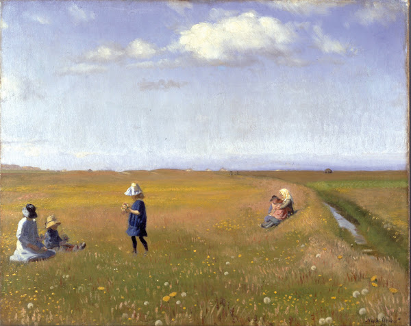Children and young girls picking flowers in a field north of Skagen 1887