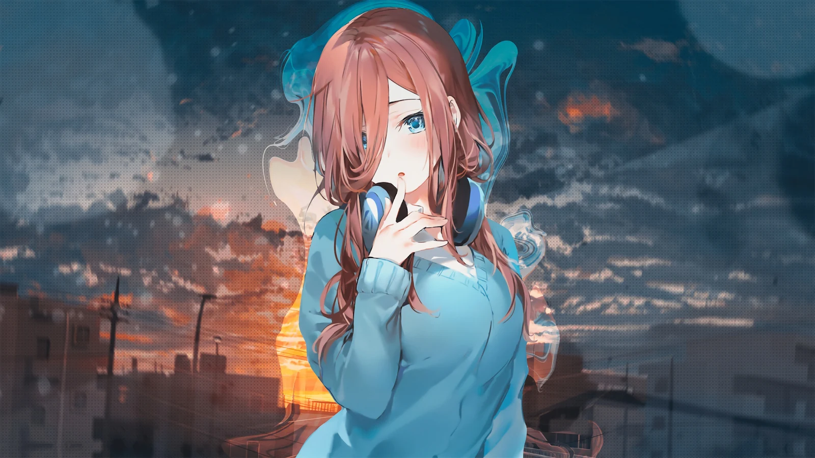 Miku, Anime, Quintessential, Headphones Full HD Wallpaper Background