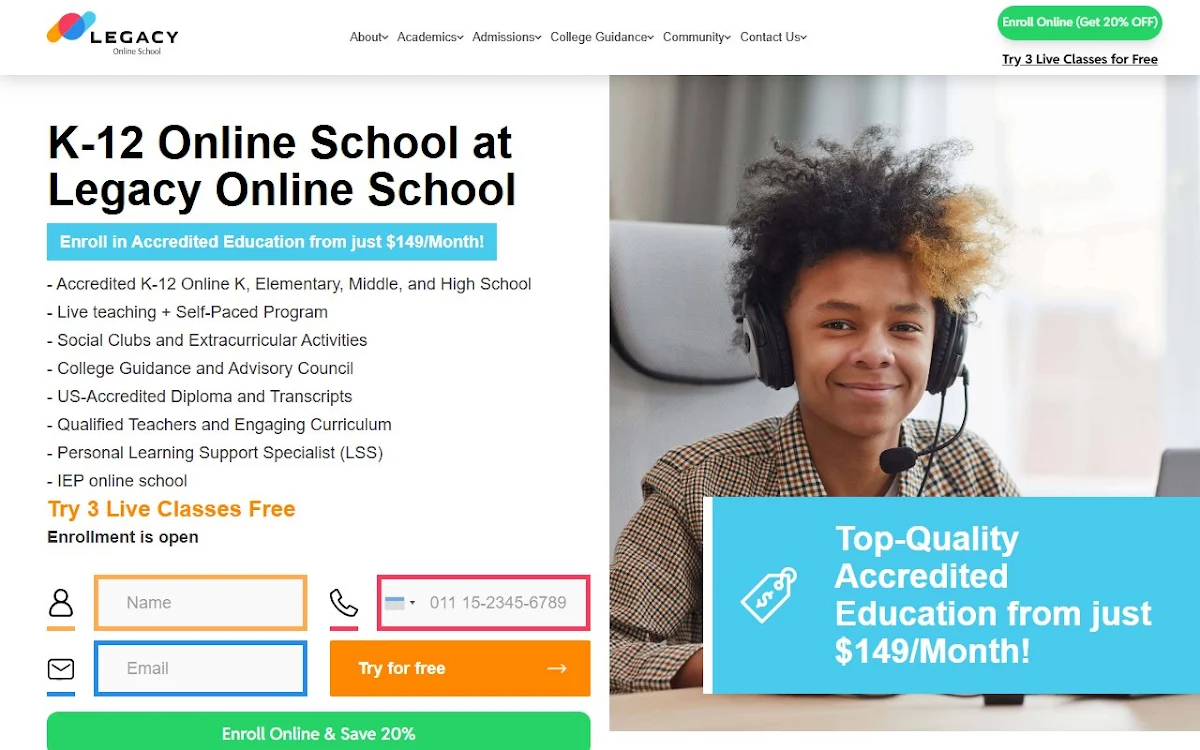 Captura de Legacy Online School