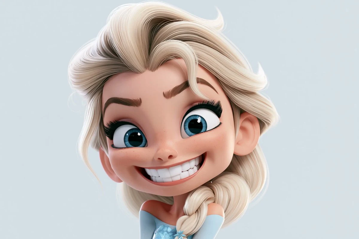 Una caricatura 3D altamente estilizada