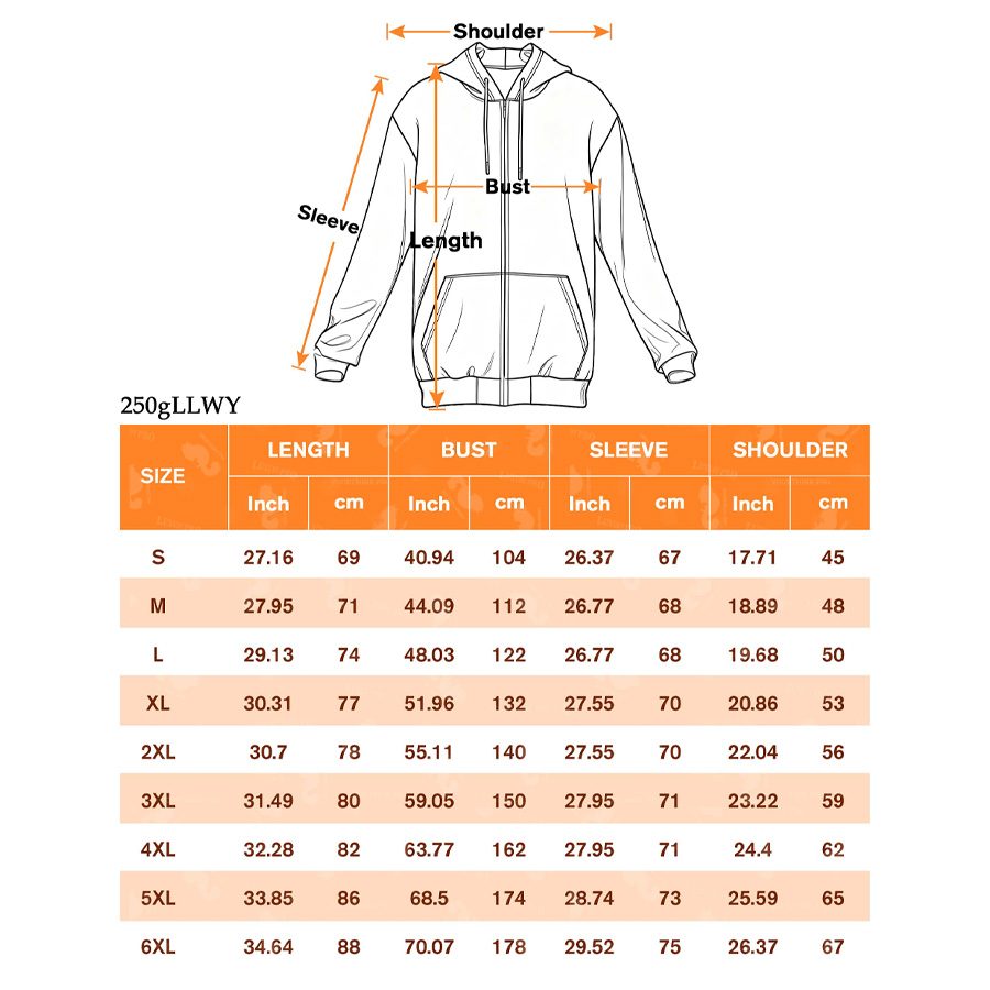 AOP 250G Zip Up Hoodie