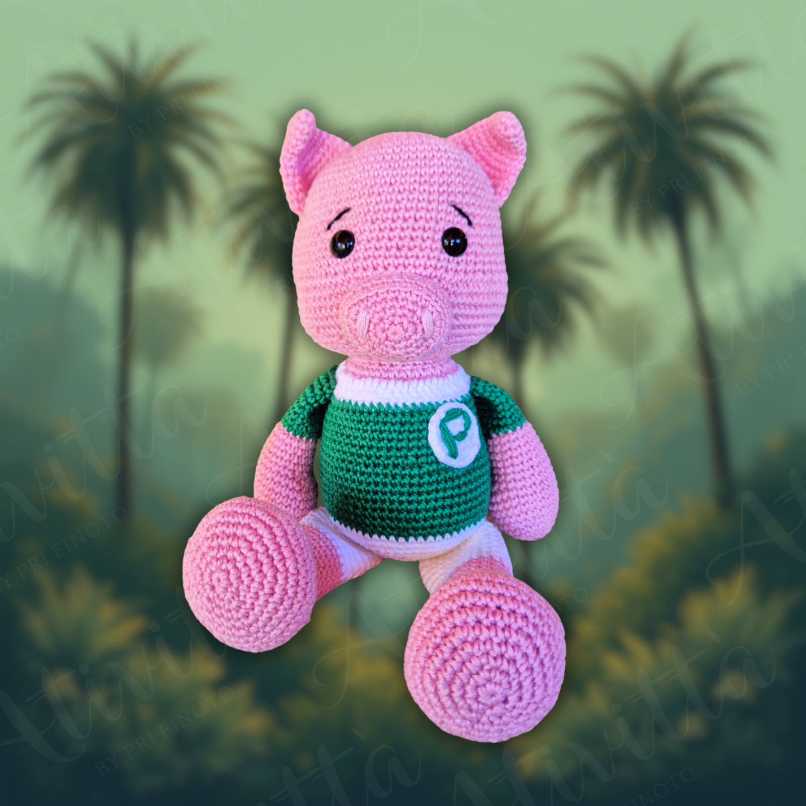 Porquinho do Palmeiras em Crochê