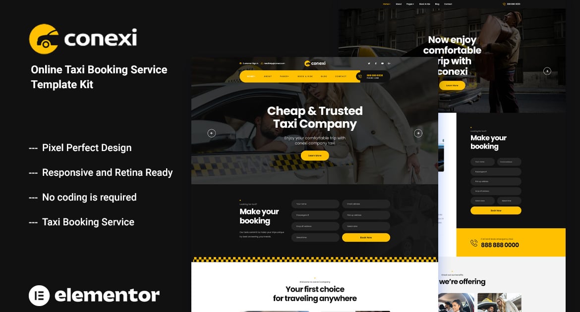Conexi – Template Kit para servicio de reserva de taxis online Free Download – Envato Elements