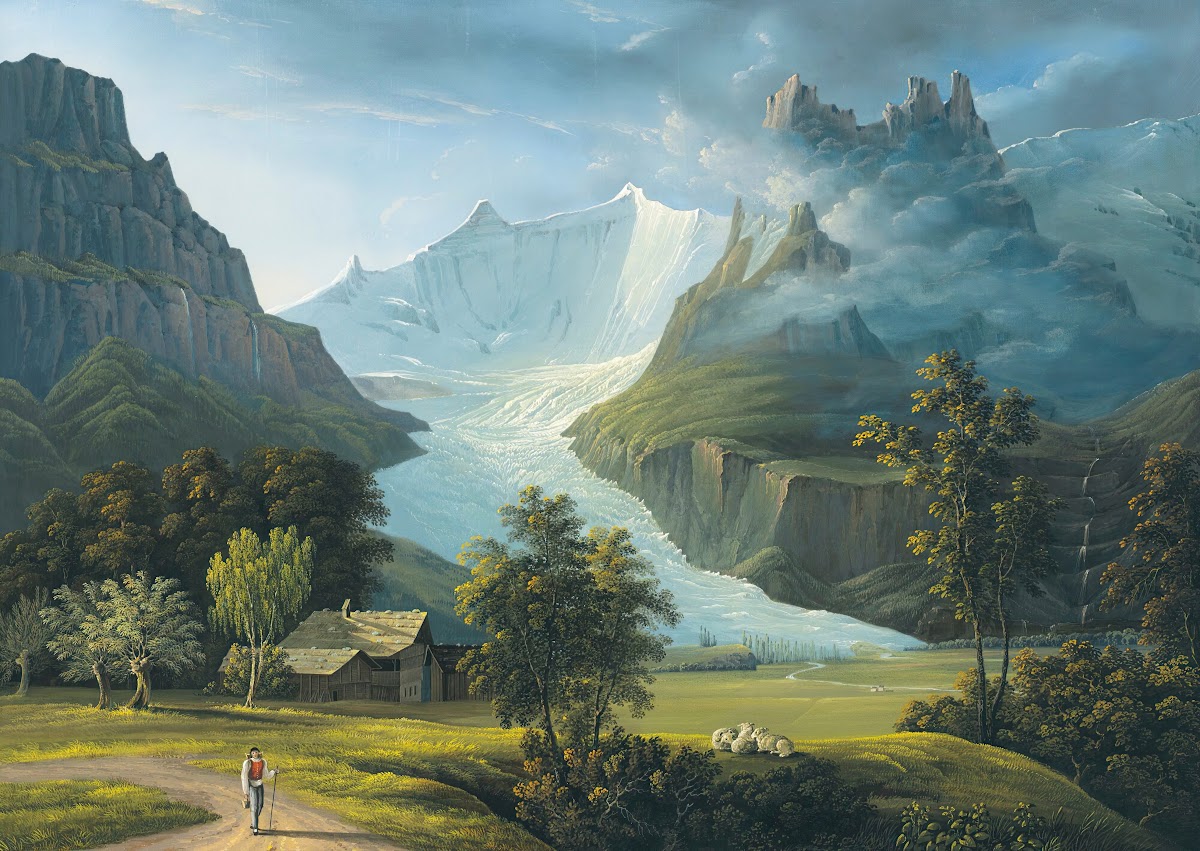 The Glacier Of Grindelwald With Mountain Peaks Fieschhörner And Hörnligrat