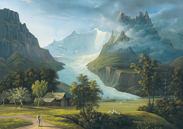 The Glacier Of Grindelwald With Mountain Peaks Fieschhörner And Hörnligrat
