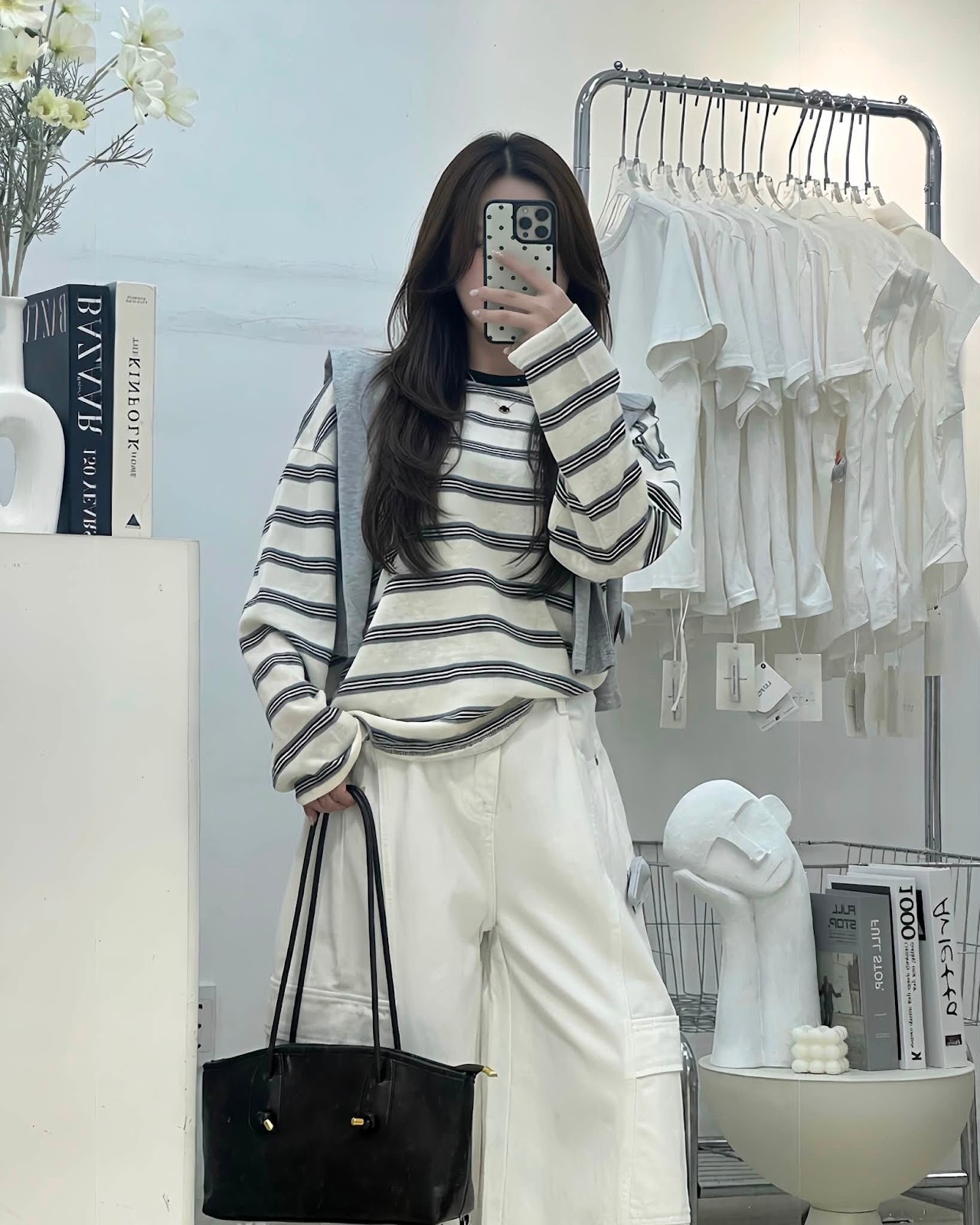 Áo thun dài tay sọc ngang thêu hình chú chó XONXEN SHOP 11355 – Image 4