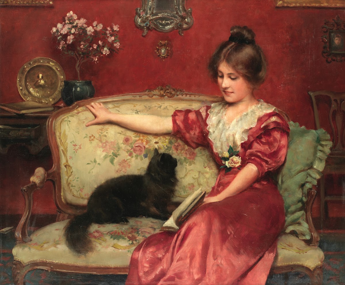 Femme assise et son chat 1911
