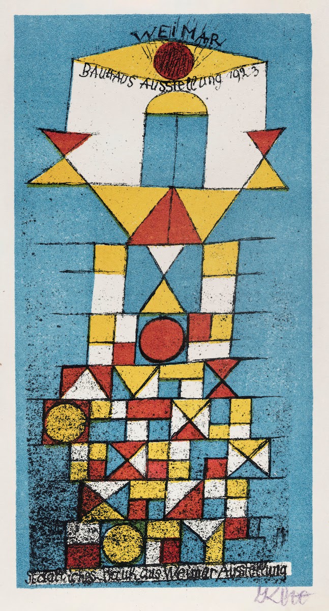 Postcard on the occasion of the Lofty person exhibition in Bauhaus 1923