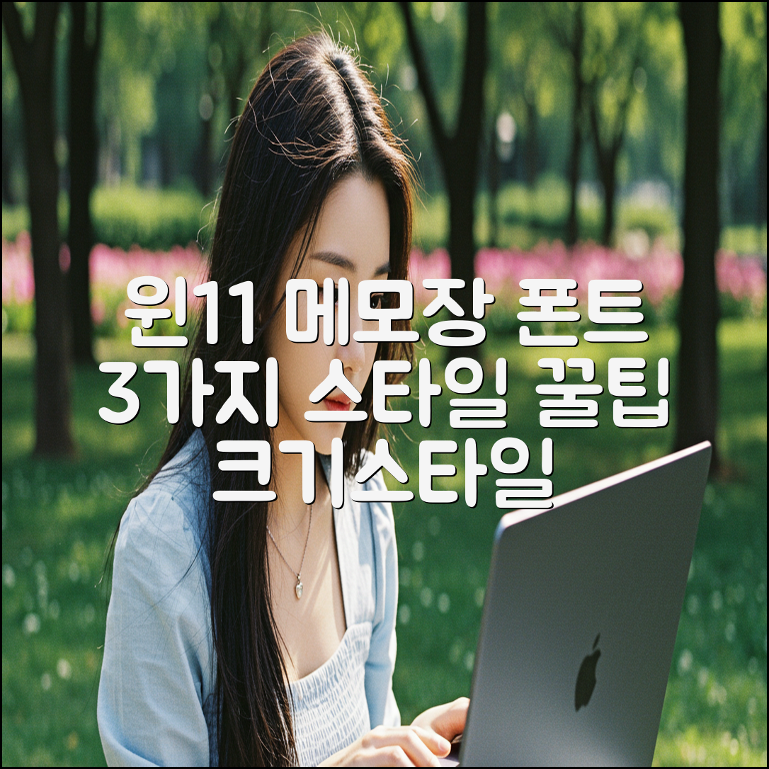 윈도우 11 메모장 폰트, 3가지 스타일 & 크기 설정 꿀팁