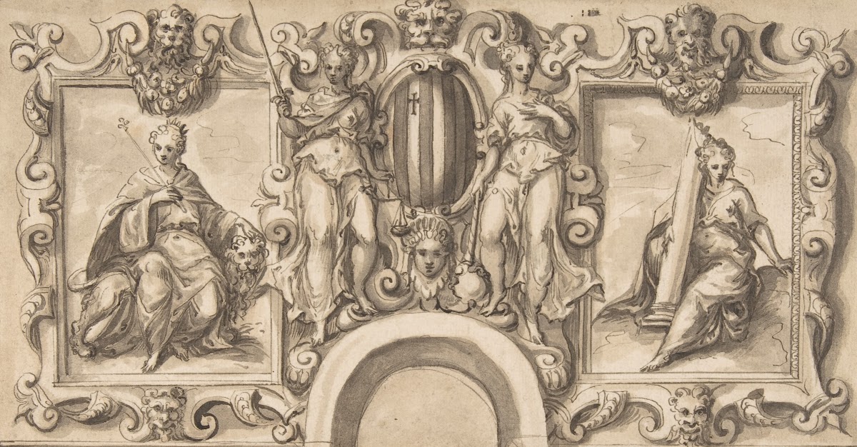 Design for a Wall Decoration over an Arched Doorway with Grimani Arms 152890