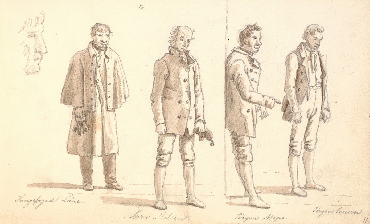 Fire studier af fanger fra Forbedringshuset og fangefogeden 1832