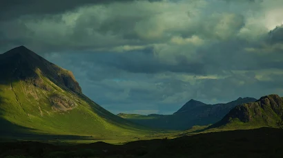 Mountains, Clouds, Sunlight, Monsoon, Grass 4K Wallpaper Background