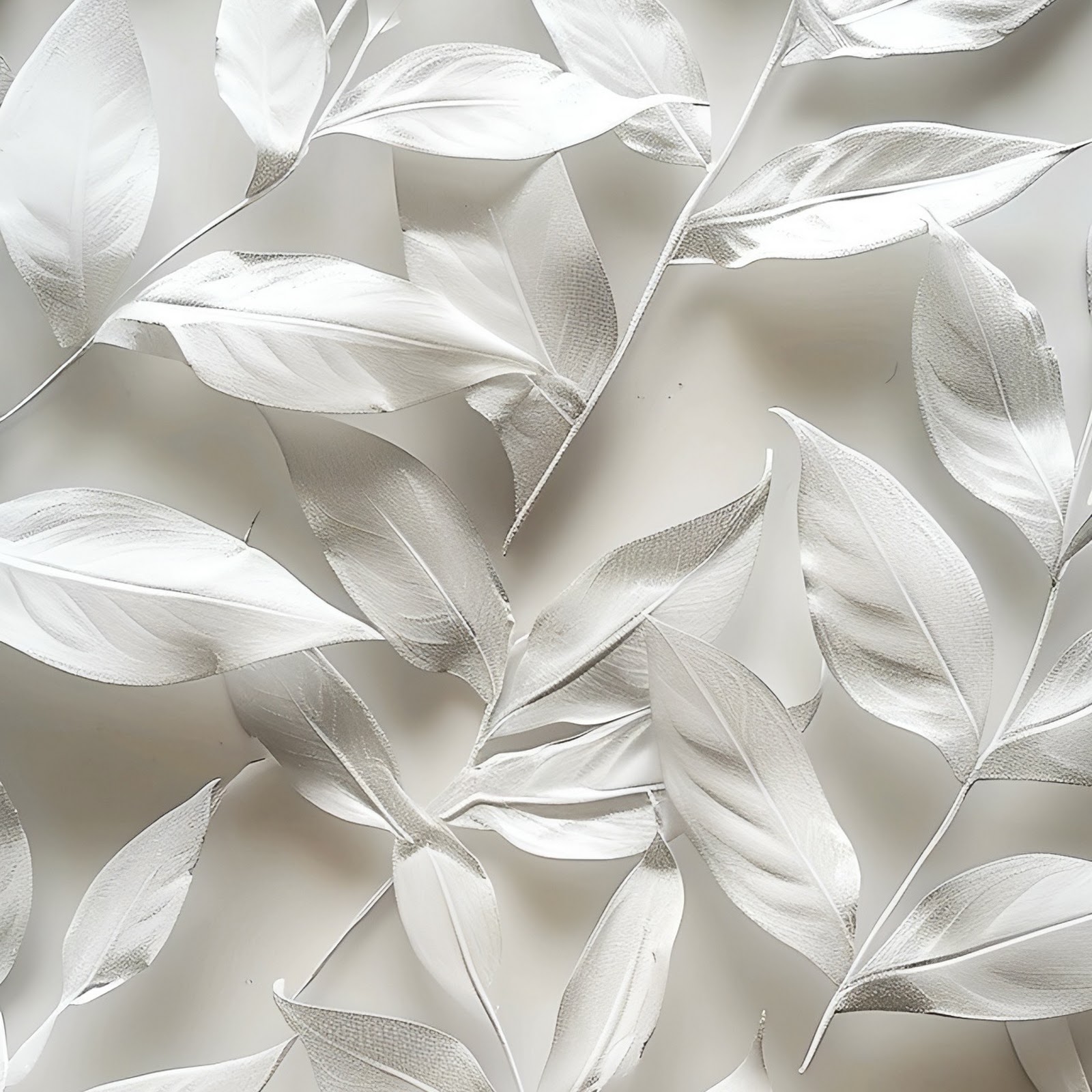 Download Minimalist White Leaves Pattern Full HD iPhone