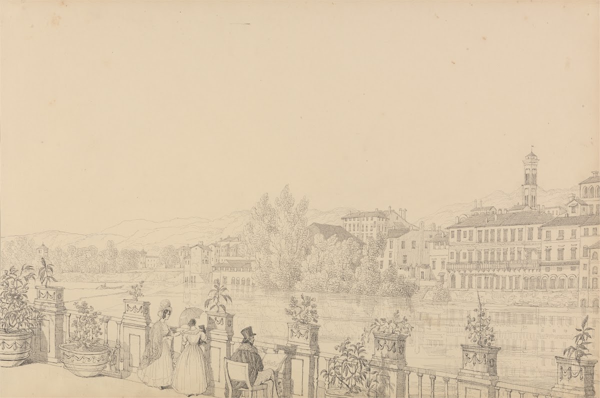 View from the Terrace of Casino Percori on the Lung Arno Florence 1841