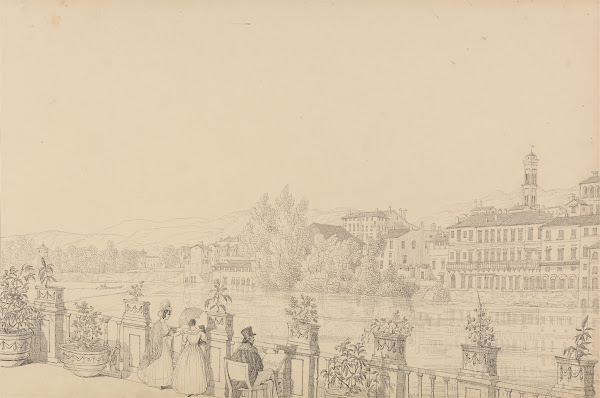 View from the Terrace of Casino Percori on the Lung Arno Florence 1841