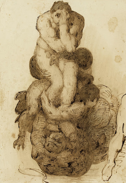 Etude dun damné du Jugement Dernier de la Chapelle Sixtine à Rome par Michel Ang