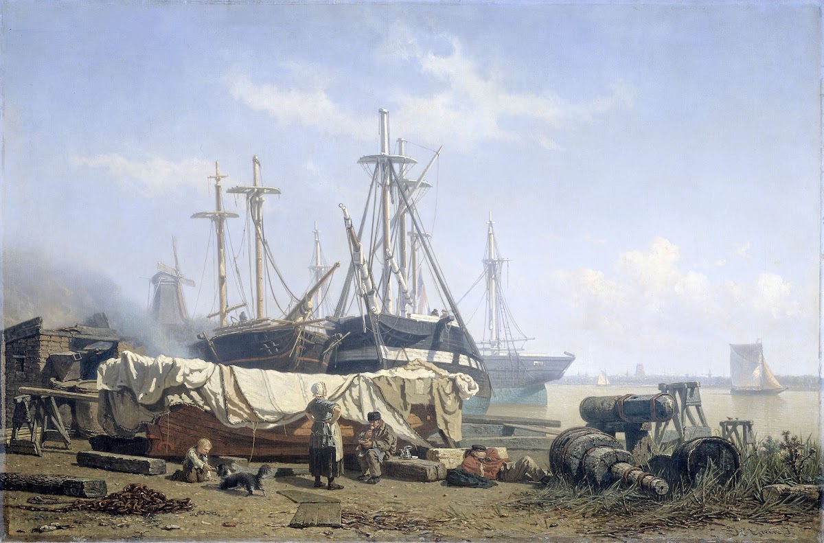 Midday break at a Shipyard on the Maas 1865   1867