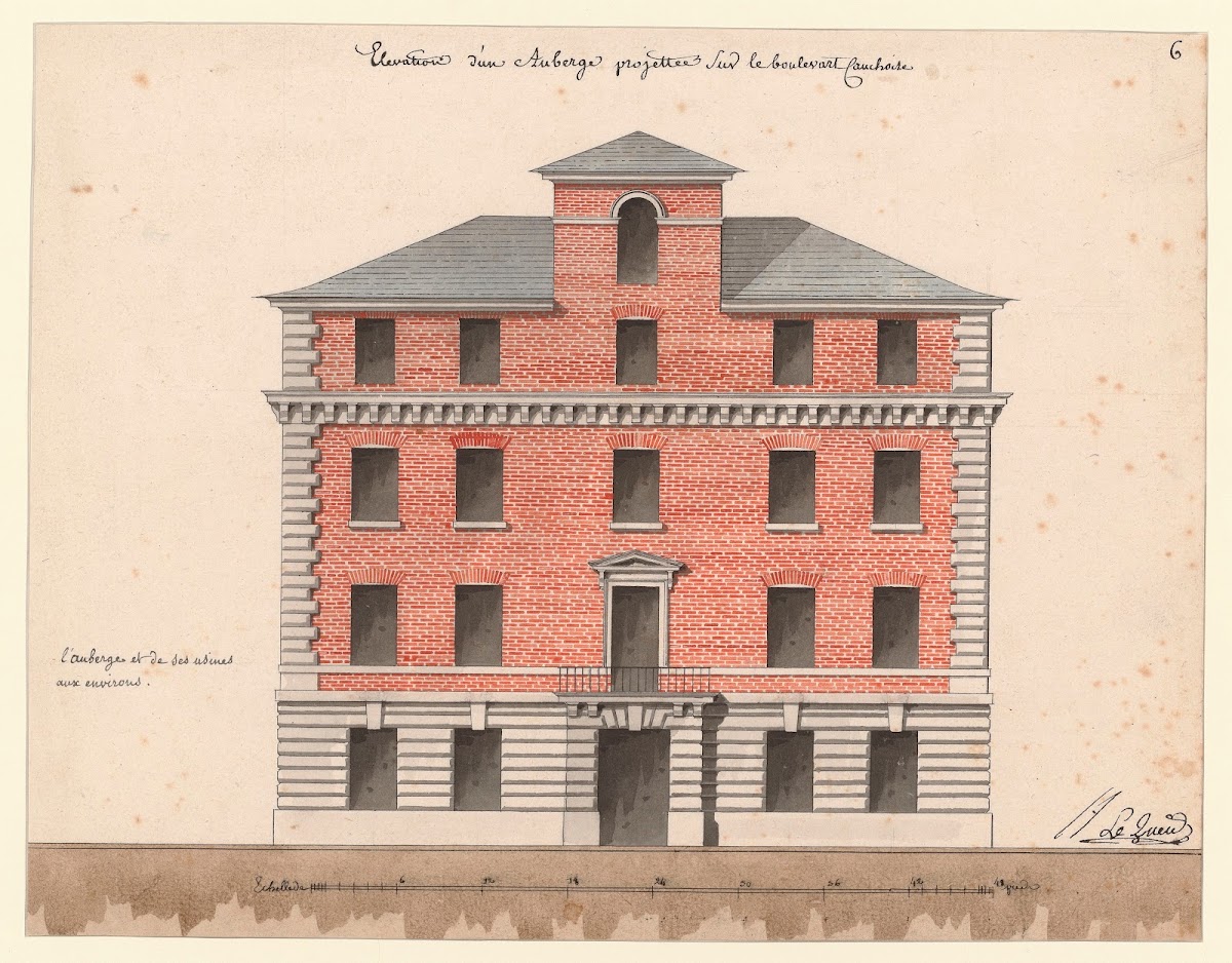 Elévation dun auberge projettée sur le Boulevart Cauchoise 1778