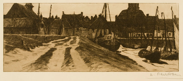 The Small Harbor of Terneuzen in the Evening ca 1901