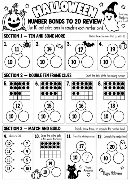 Halloween Number Bonds to 20 Review