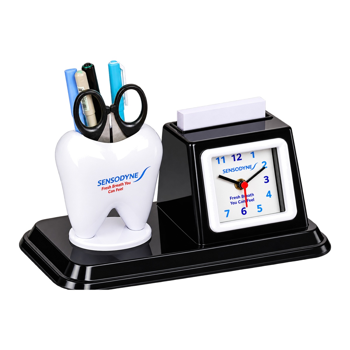 EJ Tooth Table Clock with Pen Stand & Chit Pad