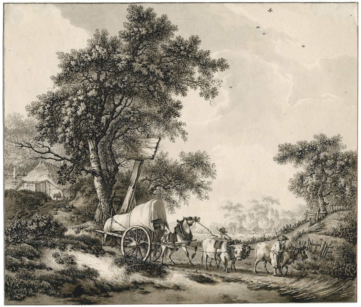 Landscape with covered waggon