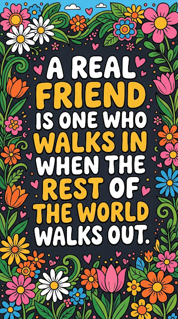 Inspiring Friendship Quote Typography Illustration with Flowers - Free mobile Wallpaper