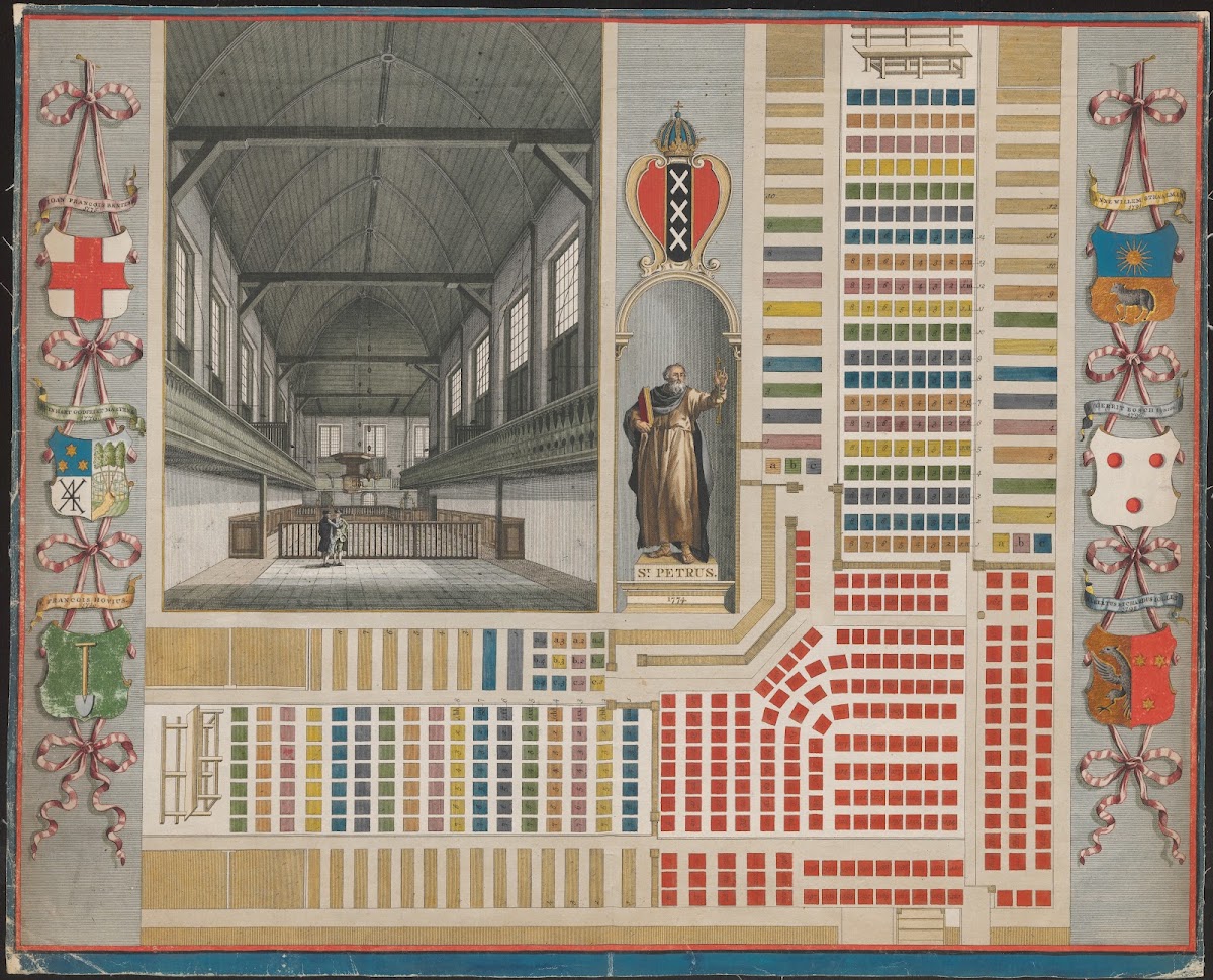 Interieur Van Gasthuiskerk Plattegrond Van De Zitplaatsen 1774