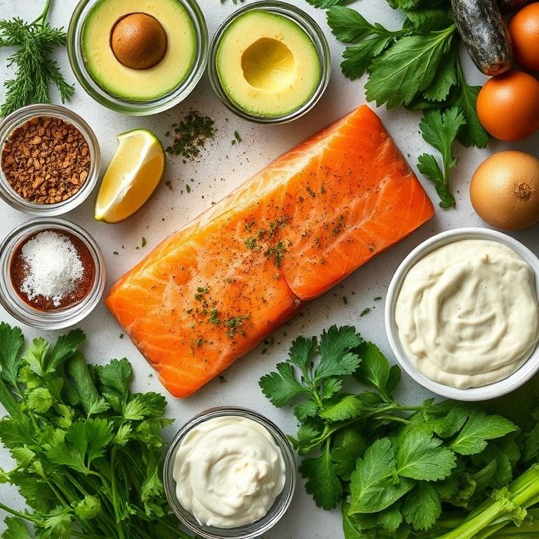 Ingredients for Cajun Salmon with Creamy Avocado Lime Sauce Dinner Recipe – Quick & Easy