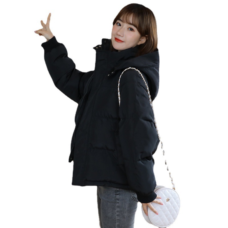 Short women's quilted jacket, lined, with hood