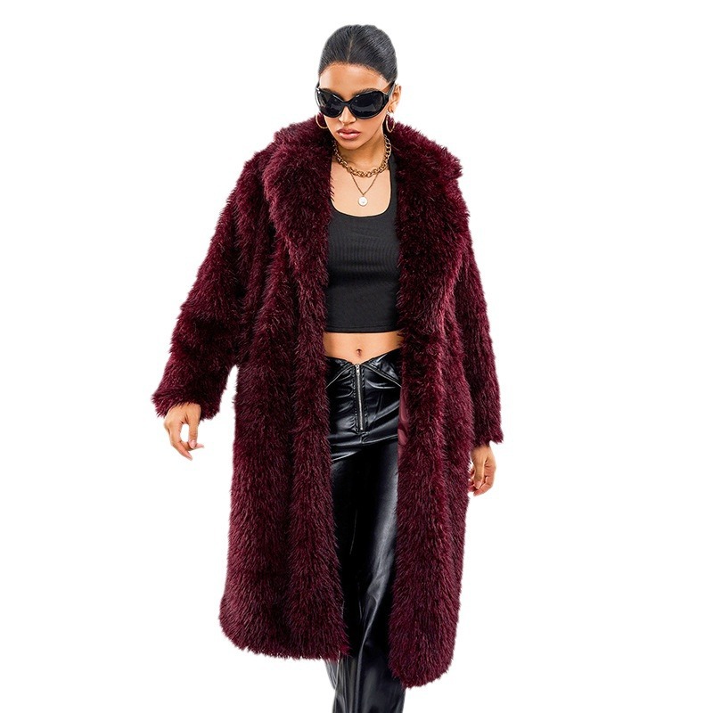 Long Women's Faux Fur Coat in Arctic Fox Look