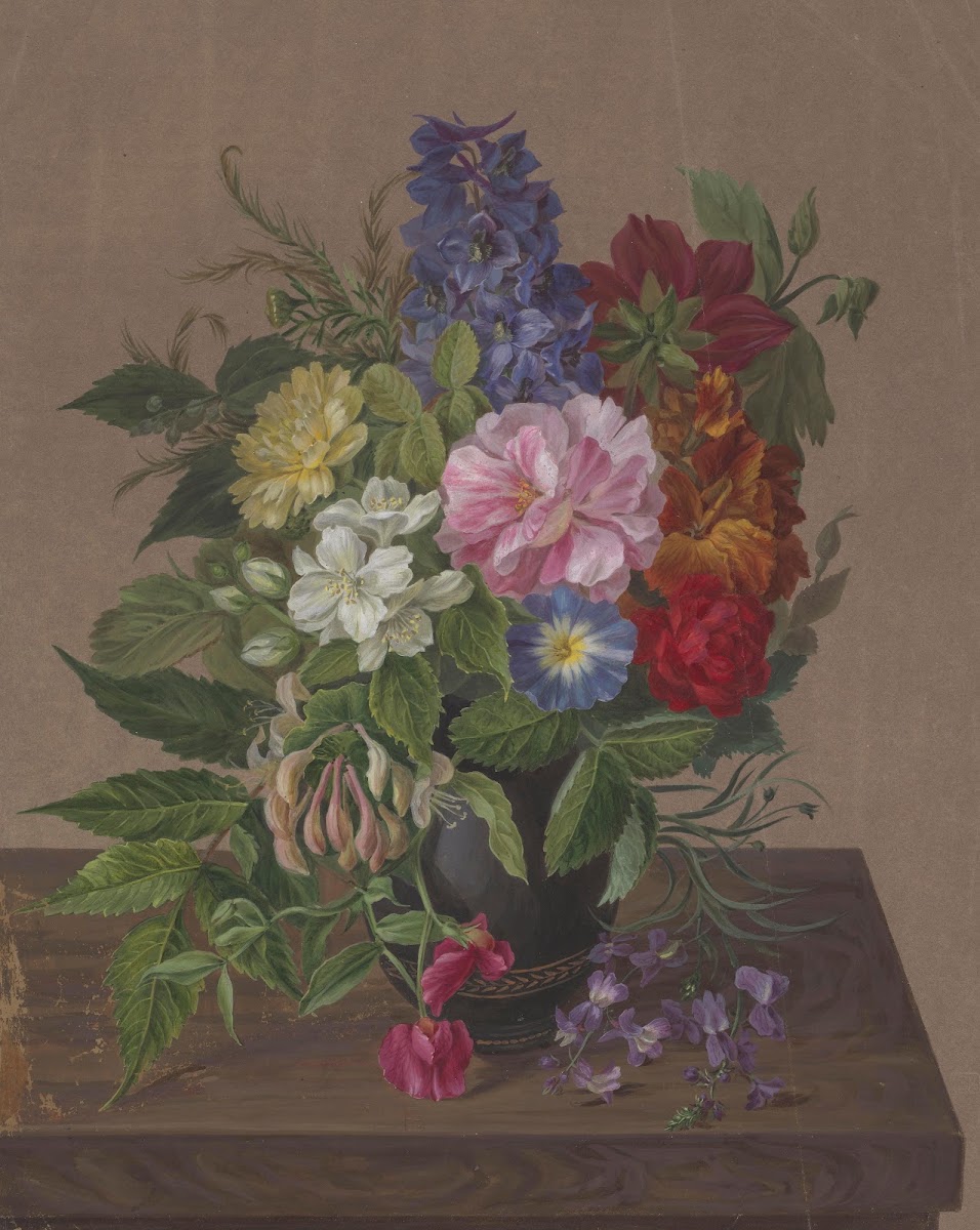 Bukiet kwiatów w czarnym wazonie 1815 1820