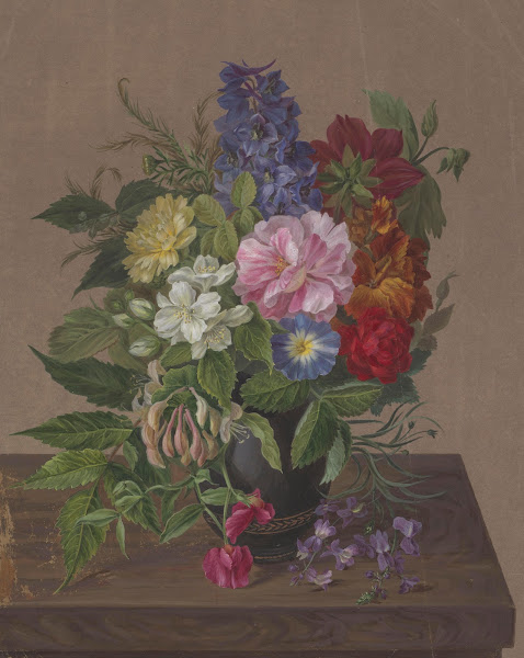 Bukiet kwiatów w czarnym wazonie 1815 1820