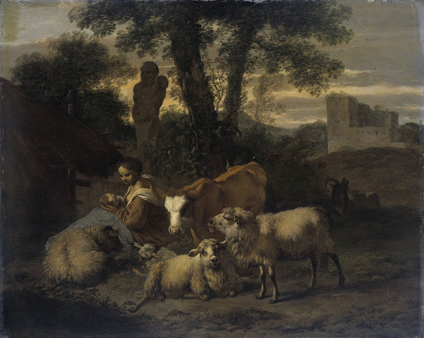 Italian Landscape with Shepherdess and Flocks 1708