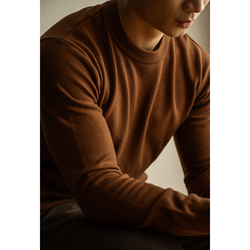 Herren-Strickpullover, Rundhals, langärmelig, wärmend