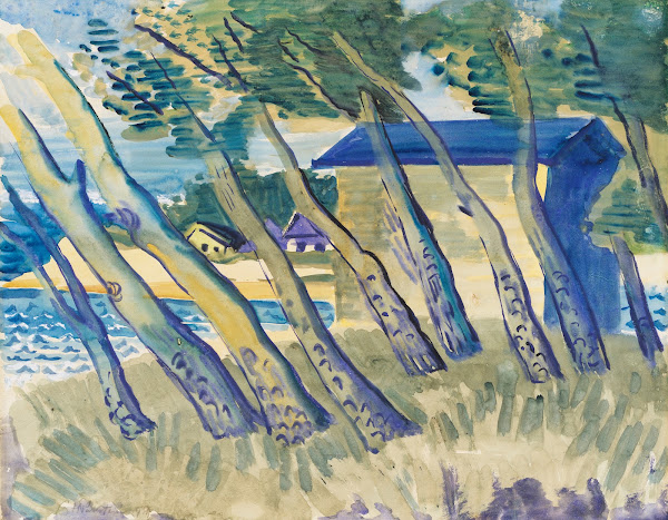 Lakeshore with Trees and Houses 1931