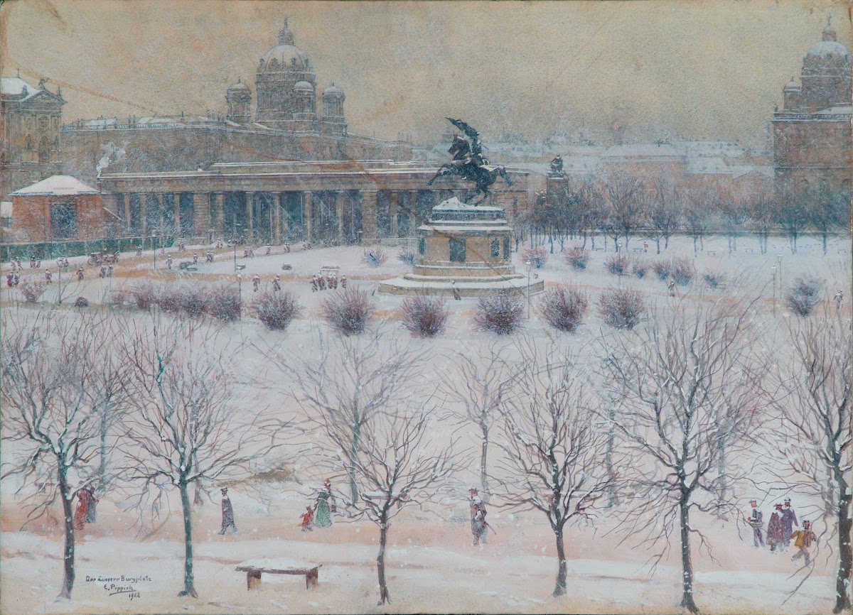 Der äußere Burgplatz in Wien im Winter 1902