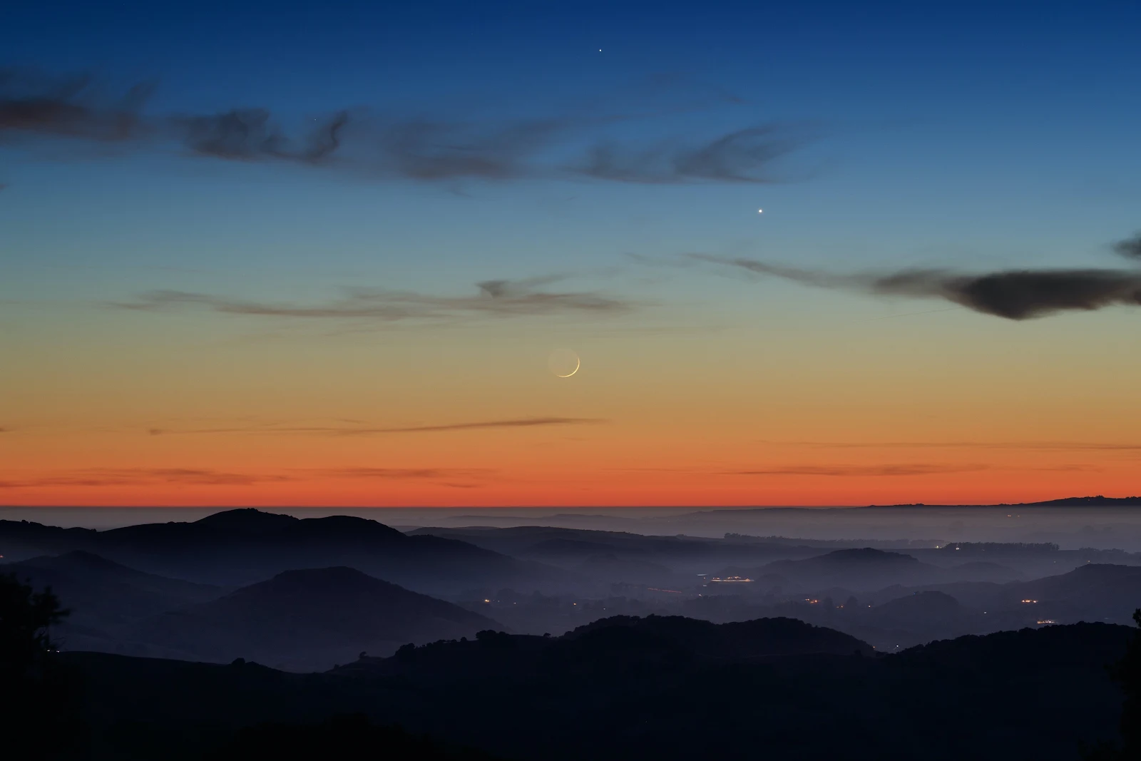 Photography, Landscape, Nature, Sunset, Moon, Stars 4K Desktop, iPhone Wallpaper Background