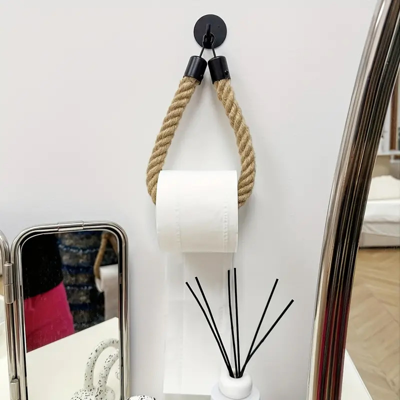 Toilettenpapierhalter mit Seil und Metallhaken