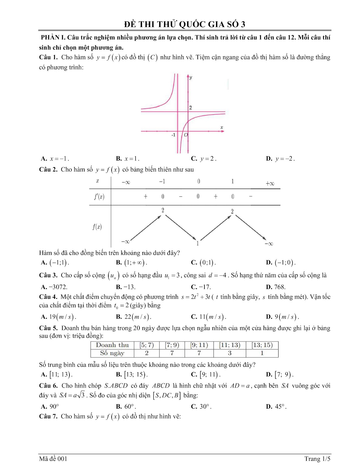 Đề số 1 - Trang 1