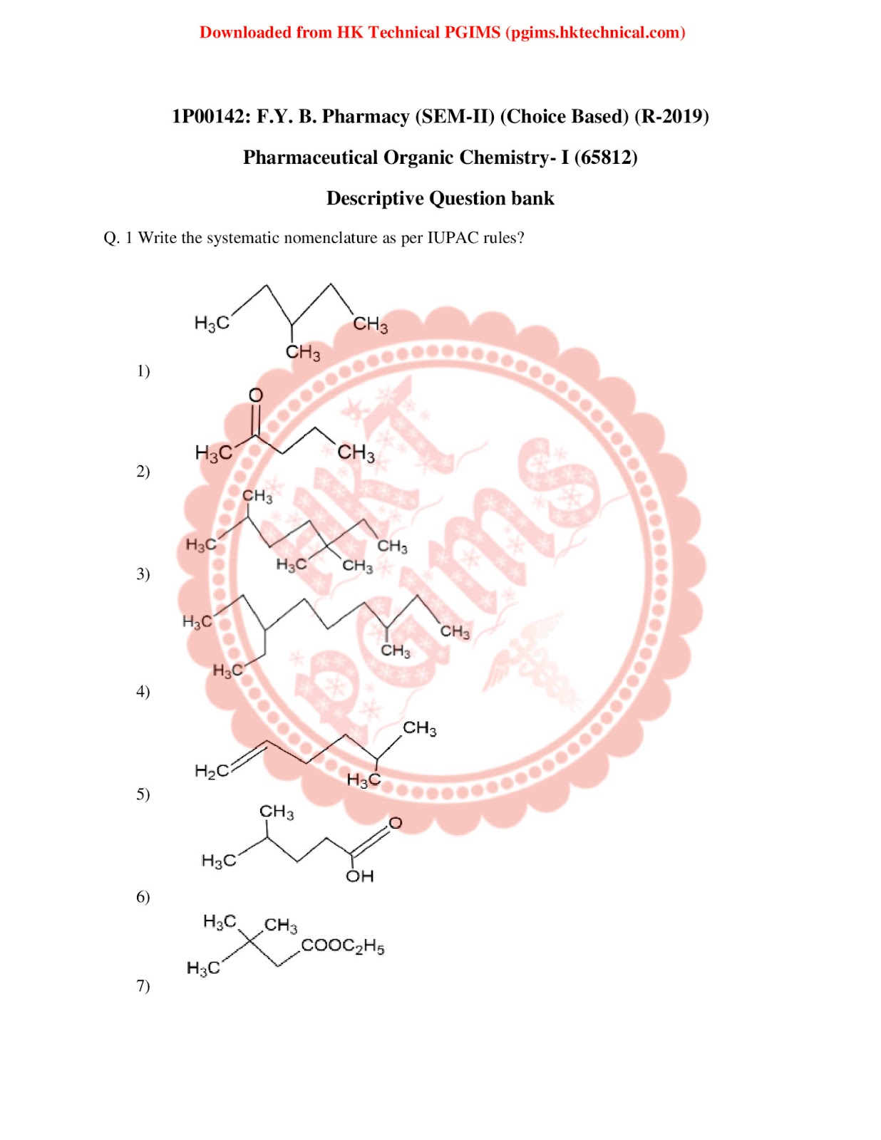 BP202T Pharmaceutical Organic Chemistry I BPharmacy 2nd Semester