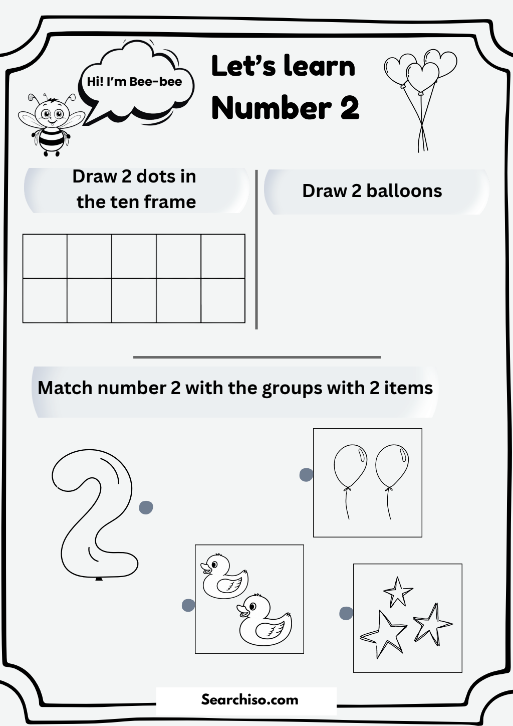 Bee-bee’s Number Two Activity Guide PDF printable