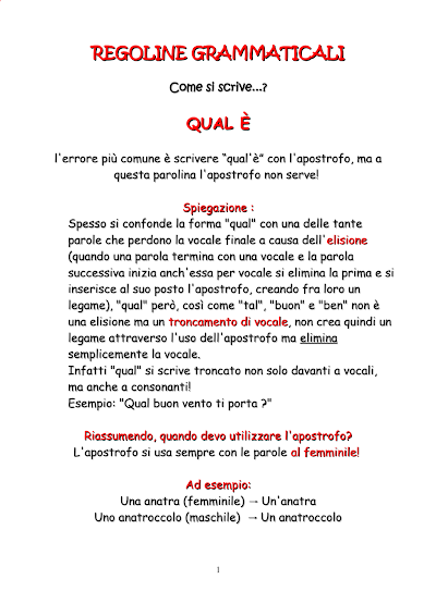 Anteprima della prima pagina: Scheda regole grammaticali