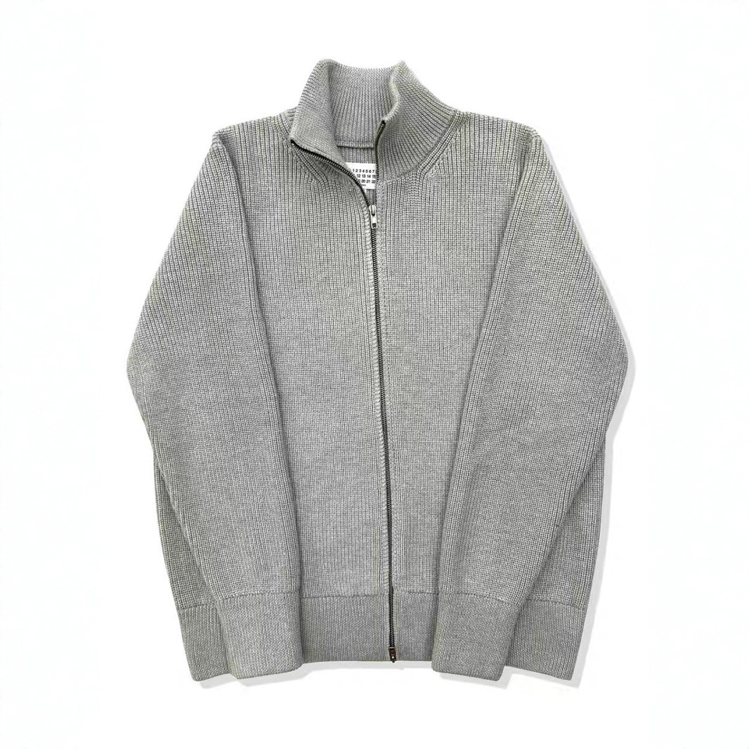 Unisex cardigan with turtleneck and double zipper