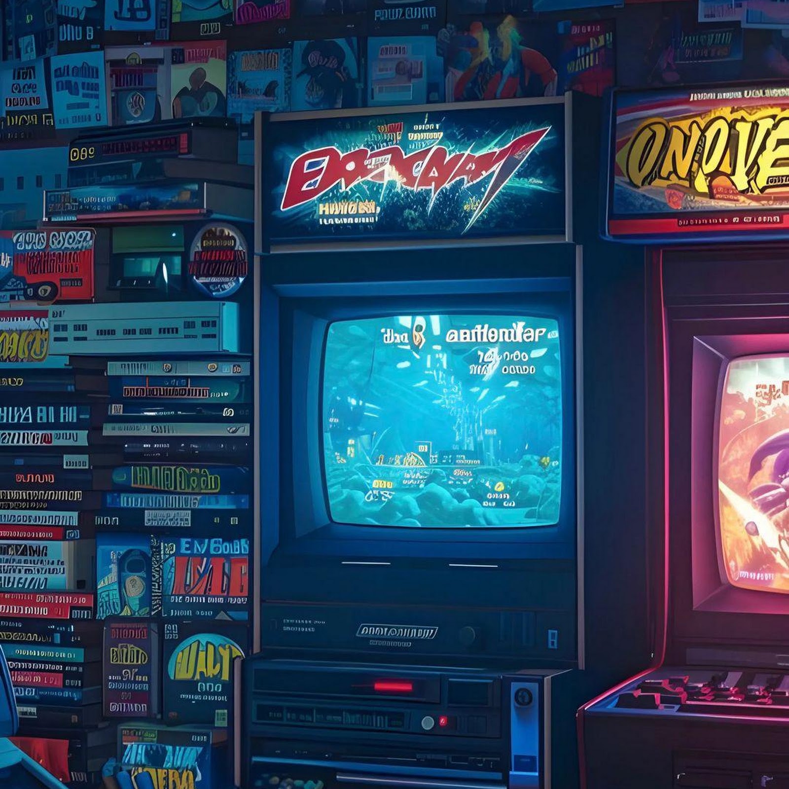 Download Retro Arcade Room Gaming Setup Full HD iPhone
