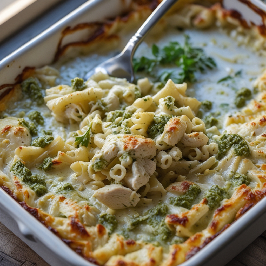 Creamy Pesto Chicken Pasta Bake - Easy Weeknight Family Dinner